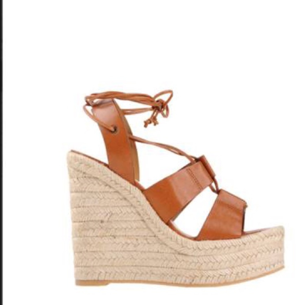 Saint Laurent Brown Leather Espadrille Wed…